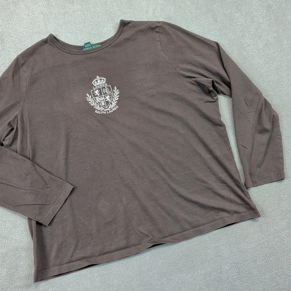 Lauren Active Ralph Lauren XL Womens Brown Crest Logo Long Sleeve Cotton T-Shirt — photo 2